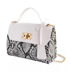 White Snake Print Crossbody Handbag Boutique Style chic